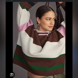 Anthropologie Maeve Pink and Brown Sweater